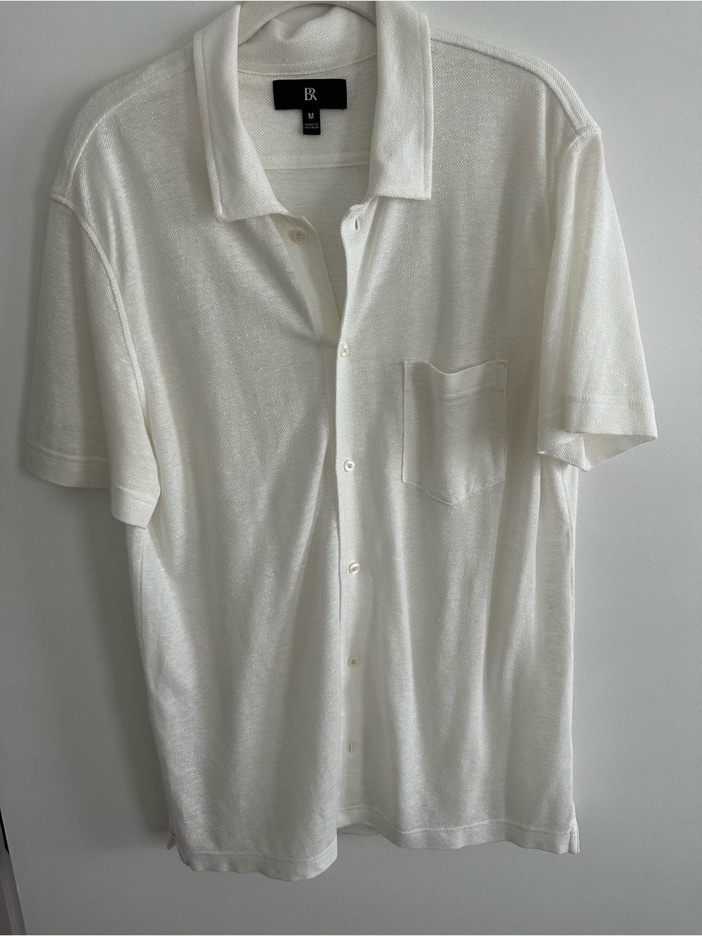Banana Republic Men's White Short-Sleeve Button-Down Polo Shirt